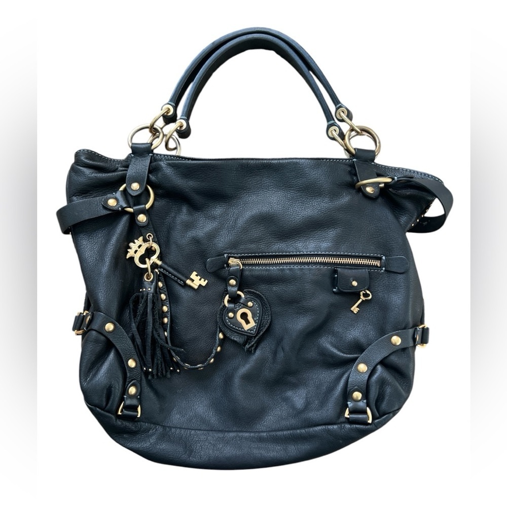 Juicy Couture Vintage Lambskin Shoulder Bag with Brass Accents